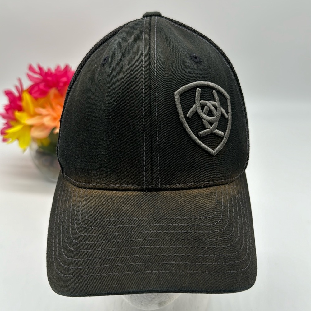 Ariat Distressed Look Dark Gray Trucker Baseball Hat Adjustable HT5659D